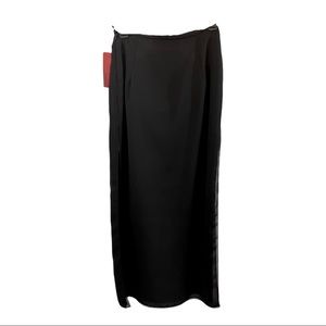 NWT black long skirt side slit side zipper size 4 petite js collections